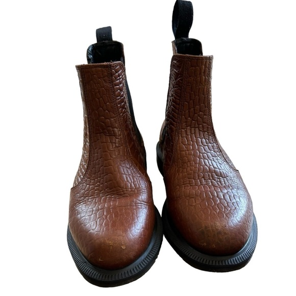 DR. Martens Flora Chelsea Croc Embossed Brown Black Boots Women’s 5 Casual Work - Picture 3 of 16